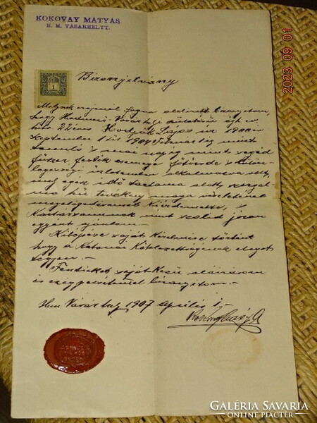 2 pcs. Antique wax-sealed certificate ( document ) Hódmezővásárhely / Szentes 1907
