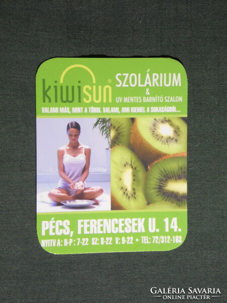 Kártyanaptár,kis méret, Kiwi Sun szolárium, Pécs, női modell , 2010,  (6)