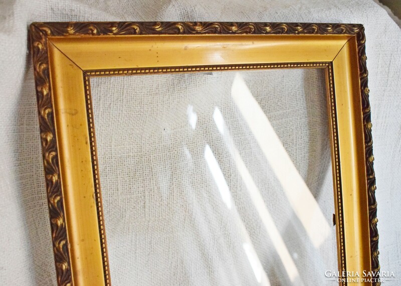 Picture frame, frame, glazed, gold color 40 x 31.5 cm, frame thickness 4.3 cm