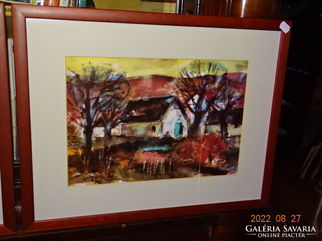 Couple (2 pieces)!!! Print image in a glazed mahogany frame