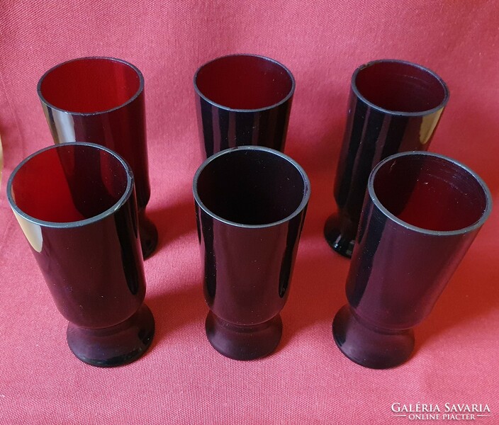 Retro vintage burgundy glassware set
