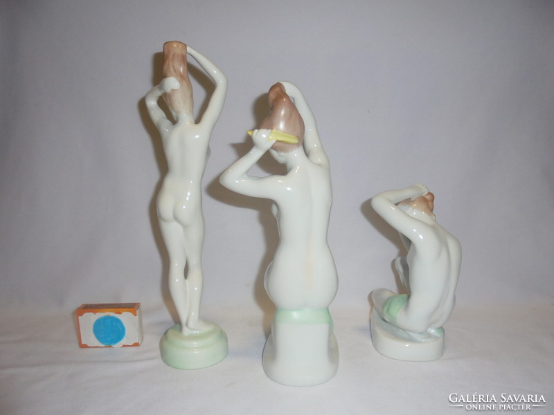 Three pieces of aquincum porcelain female nude figure, nipp - together
