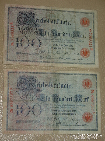 German 100 marks 1905, 1907 rarer!!! Vintage 2 pieces!!