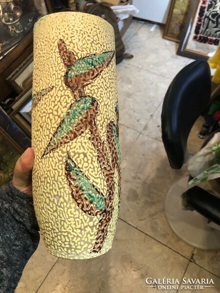 Cracked ceramic vase by B. Várdeák, 26 cm beauty.