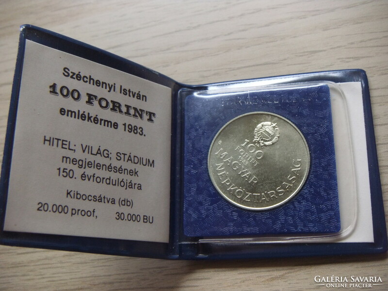 István Széchenyi 100 HUF in original holder 1983