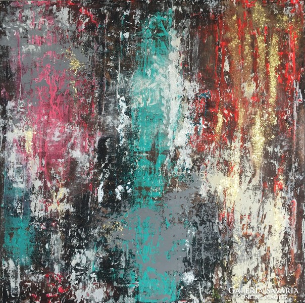 Andrea elek - moments - abstract painting - 80x80 cm