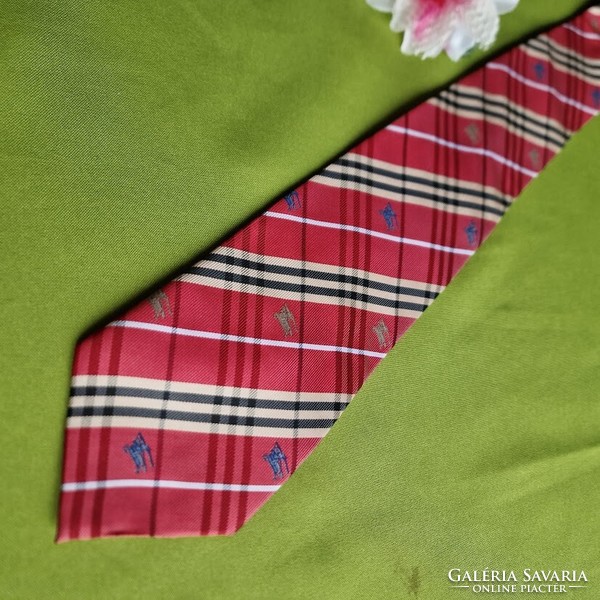 ESKÜVŐ NYK77 - Piros alapon kockás - selyem nyakkendő