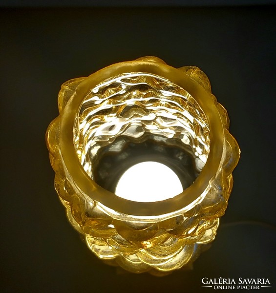 Irrizáló üvegbúras réz asztali lámpa ALKUDHATÓ Art deco design