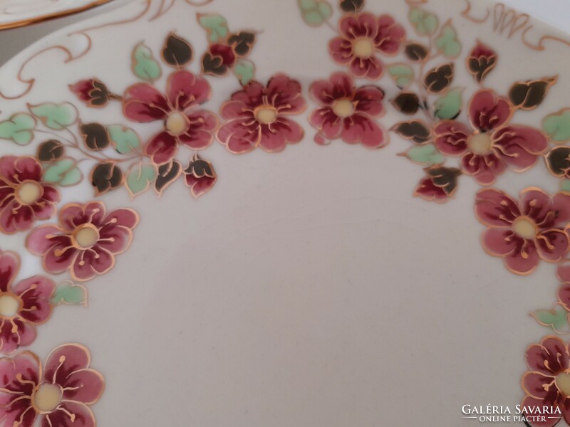 Zsolnay flower pattern cake plates, 6 pcs