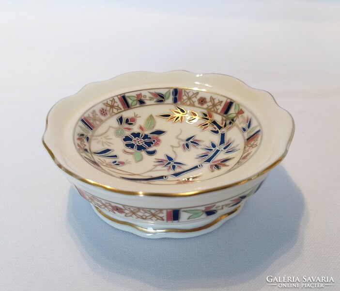 Zsolnay hand-painted decorative bowl with bamboo pattern. Rare!