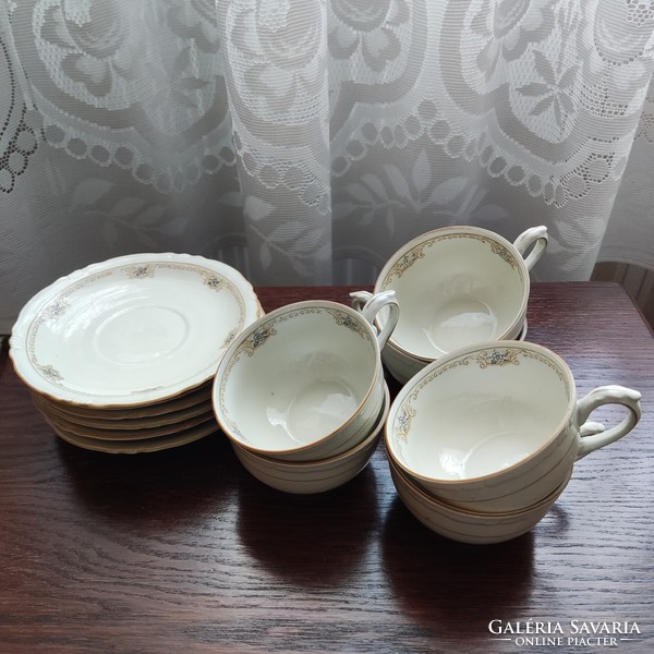 Bareuther Bavarian German porcelain tea cup 6 pcs + saucer 5 pcs