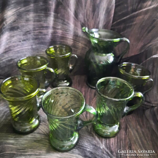 Green glass set, set of 6 glasses