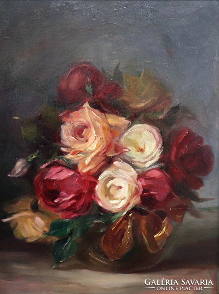 Austrian artist: roses, xix. Century
