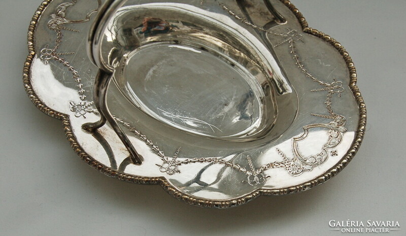 Antique silver-plated serving bowl with handles