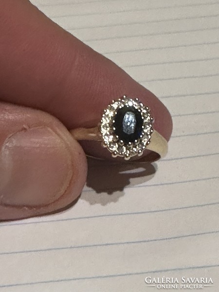 14Kr daisy-style gold ring decorated with beautiful sapphires and brilles for sale! Price: 98.000.-