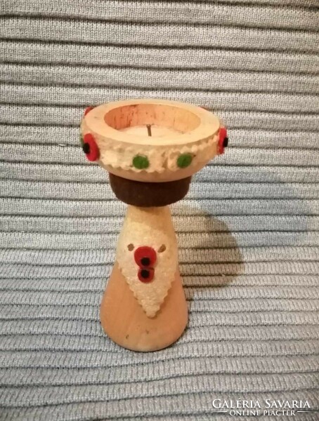 Craftsman wooden female figurine candle holder 13.5 cm (a7)