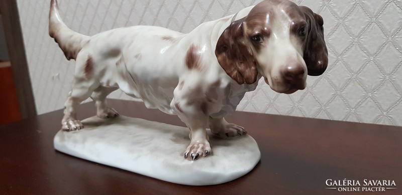Herend/thick pearl/flawless dog statue..40 Cm