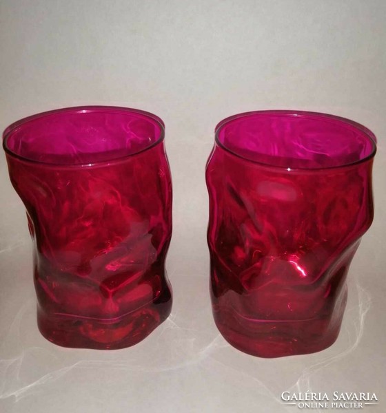 Lila üveg pohár párban 11 cm (A7)