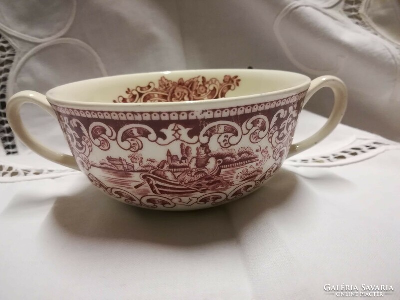 Cambridge old England cherry burgundy soup cup, without coaster