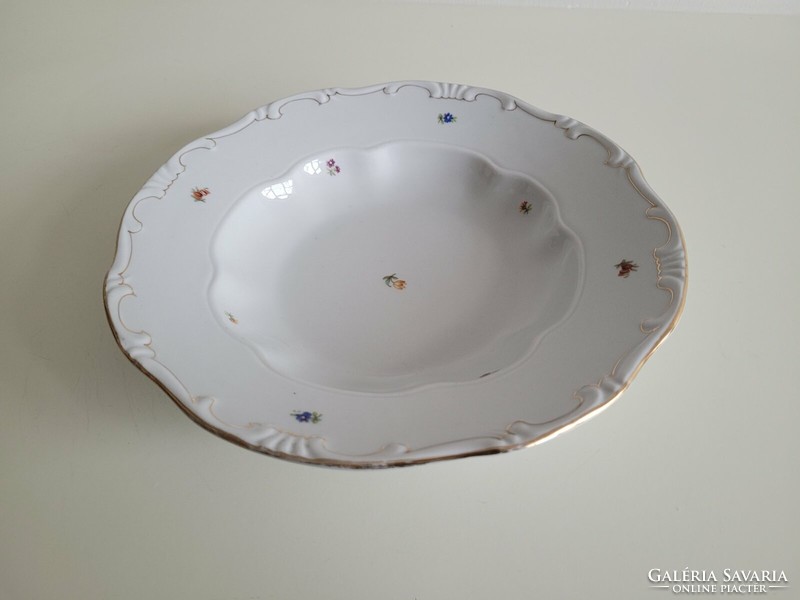 Régi Zsolnay porcelán tányér barokk apró virágos mélytányér