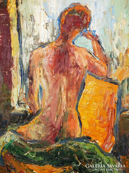 Dorogi Imre (1890-1976) Hátakt 31x38 cm -es olajfestmény,  laparanyozott  keretben