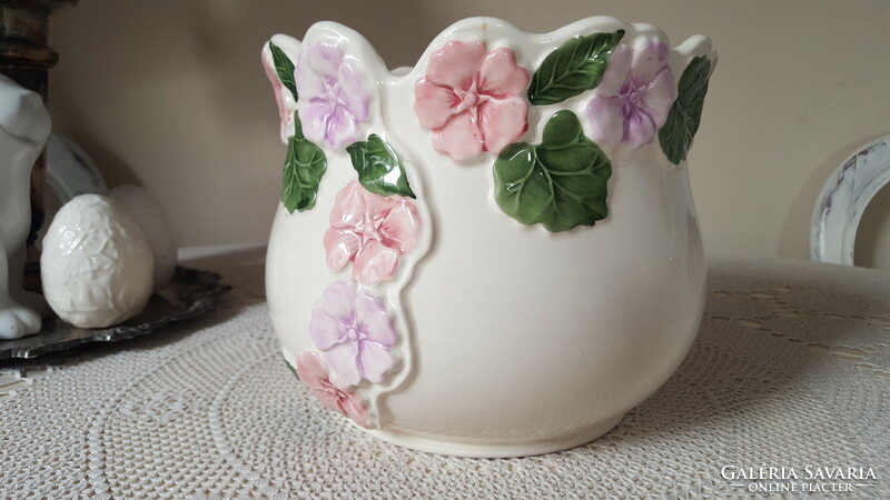 Fantastic ceramic flower pot, kaspó in Art Nouveau style