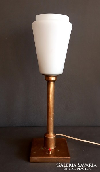 Bauhaus table lamp, negotiable design with milk glass shade