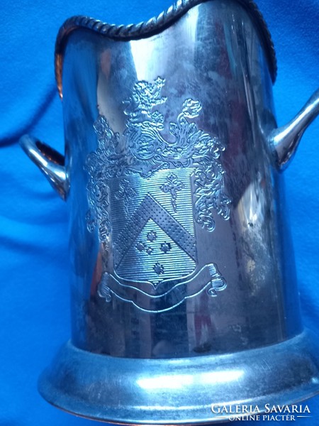 Old silvered coat of arms French ? Wine cooler champagne bucket
