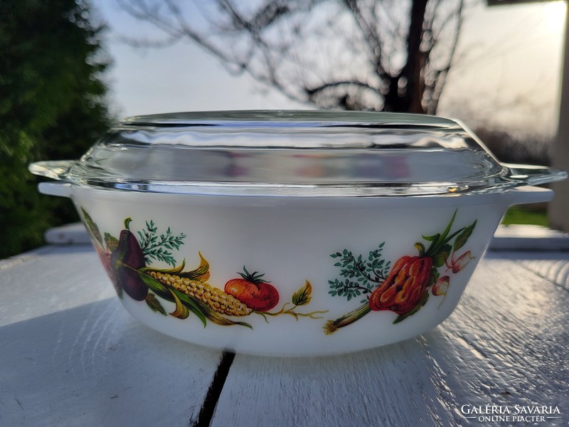 Retro, vegetable-patterned glass bowl, dish from Jena