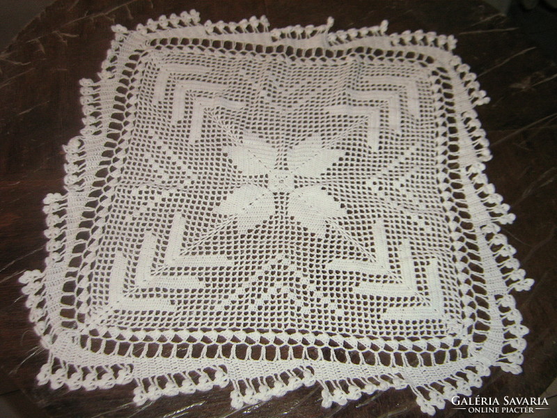 Cute hand crocheted white tablecloth