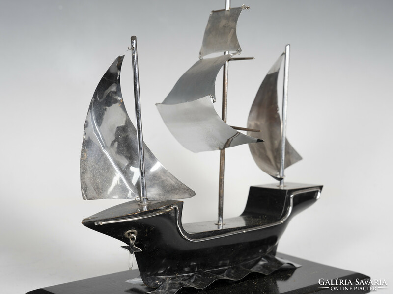 Art deco sailing model - a combination of wood and chromed metal