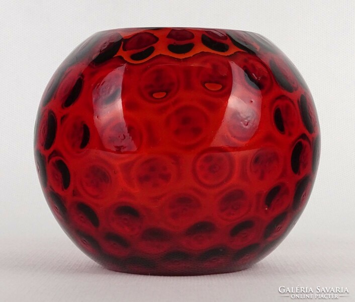 1O229 Piros fújt skandináv üveg váza gömbváza 10 cm