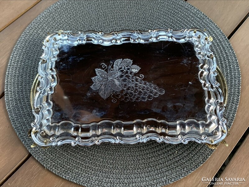 Bergner tray with gilded grape pattern overlay 26 x 18 cm.