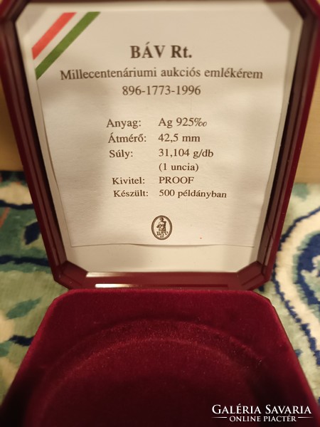 Millecentenáriumi aukciós emlékérem BÁV
