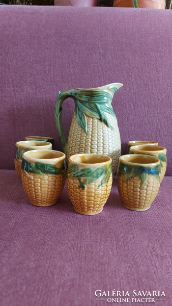 Retro corn ceramic pitcher pitcher plus 7 glasses flawless