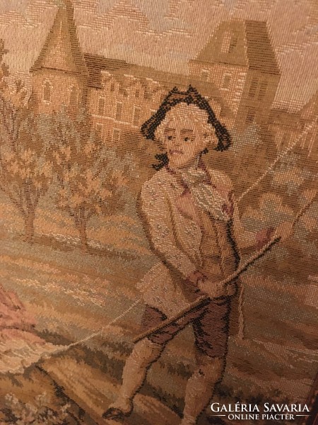 Old scenic silk tapestry picture