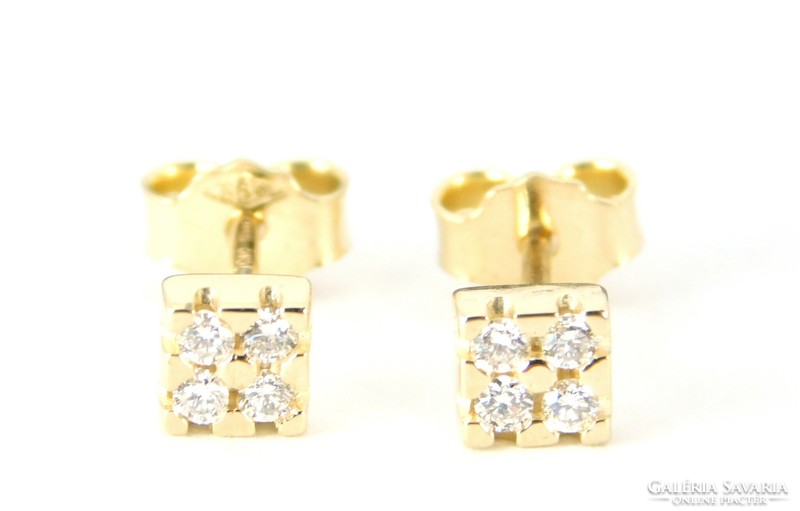14K gold stone cube earrings