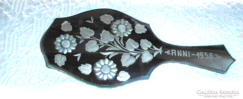 Ornate hand-mirror with sanding between layers (signature of 1956)