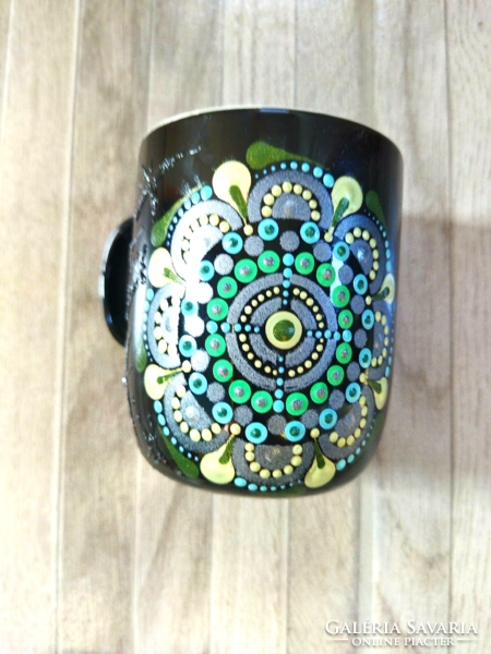 Black mug with mandala pattern