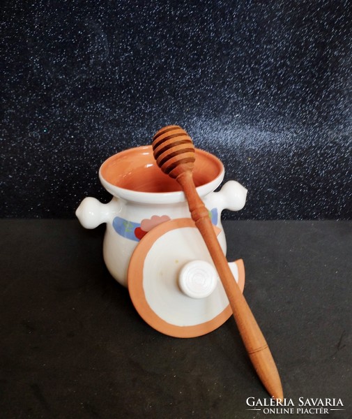 Ceramic honey cup with honey dripper