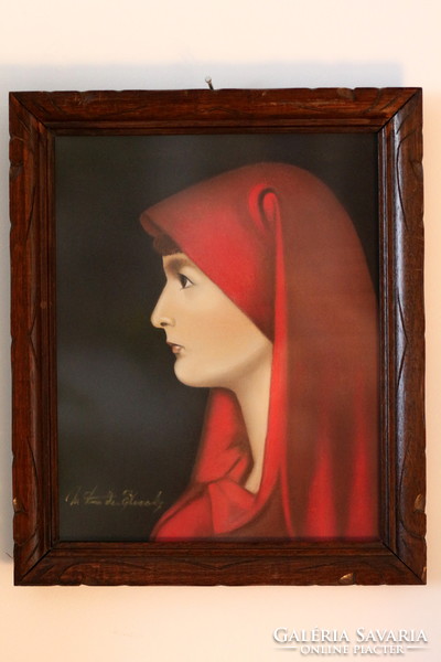 Római Szent Fabiola portréja Jean-Jacques Henner (1829-1905) nyomán, pasztellkréta, jelzett, belga