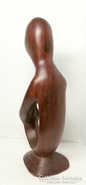 Art deco craft rarity. Carved hardwood statue. Mother's love