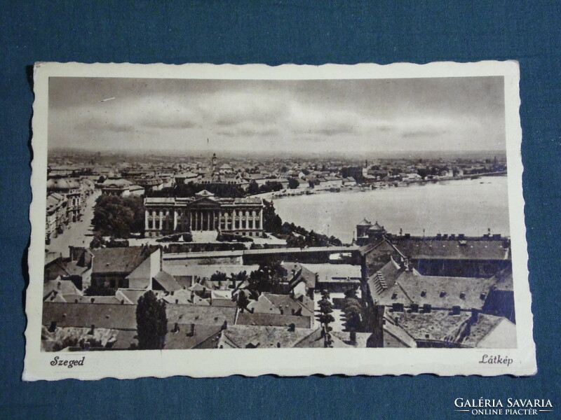 Képeslap, Szeged, város látkép részlet madártávlatból ,1943