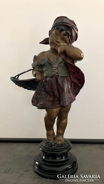 Antique, French, bronzed and painted statue! (About 100 years old)