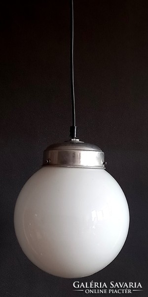Bauhaus ceiling sphere lamp with milk glass shade, negotiable design