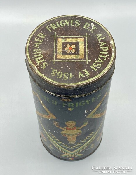 Stühmer chocolate powder metal box designed by Kató Lukáts c. 1920-30