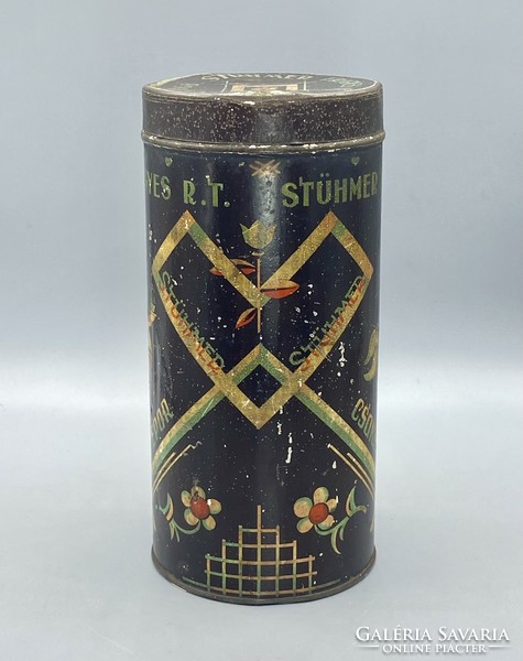 Stühmer chocolate powder metal box designed by Kató Lukáts c. 1920-30