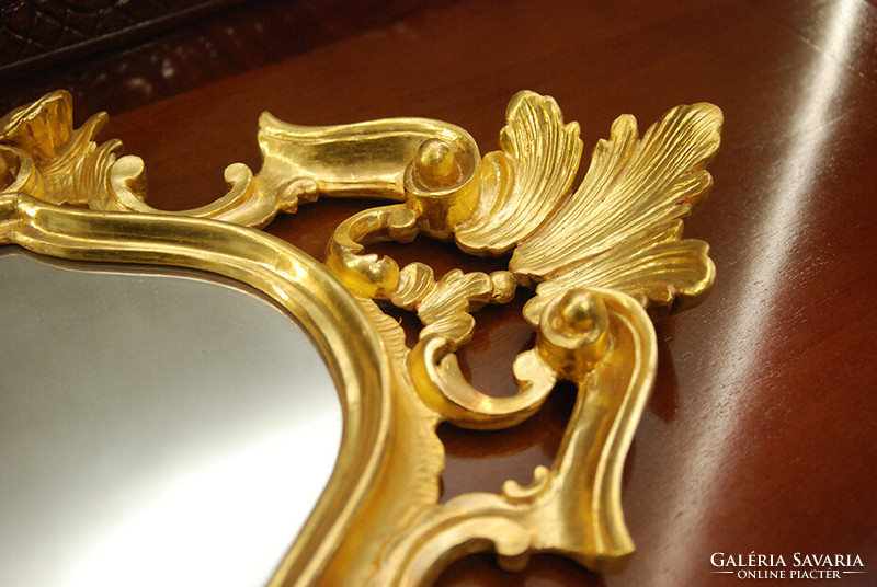 Baroque gilded wall mirror, wall arm