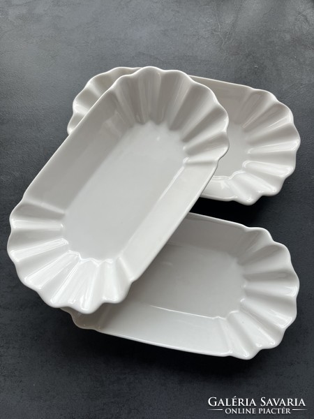 Modern zigzag edge tcm white stoneware bowls - 3 pcs together (1 gift)