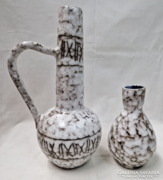 Retro iparművészeti mázas kerámia vázák hibátlan állapotban együtt eladók 30 és 16,5 cm